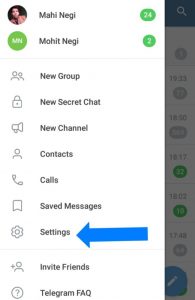 telegram settings